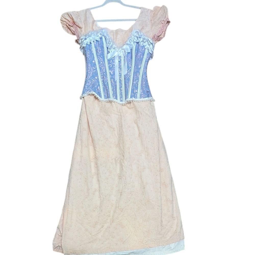 Handcrafted blush period costume dress renaissance faire maxi romantic cottage